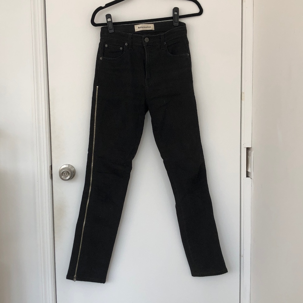Reformation Zip detail black jeans